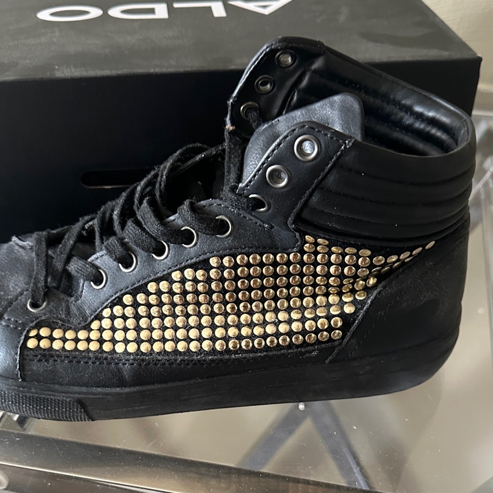 Aldo Black Sneakers with Gold Accents